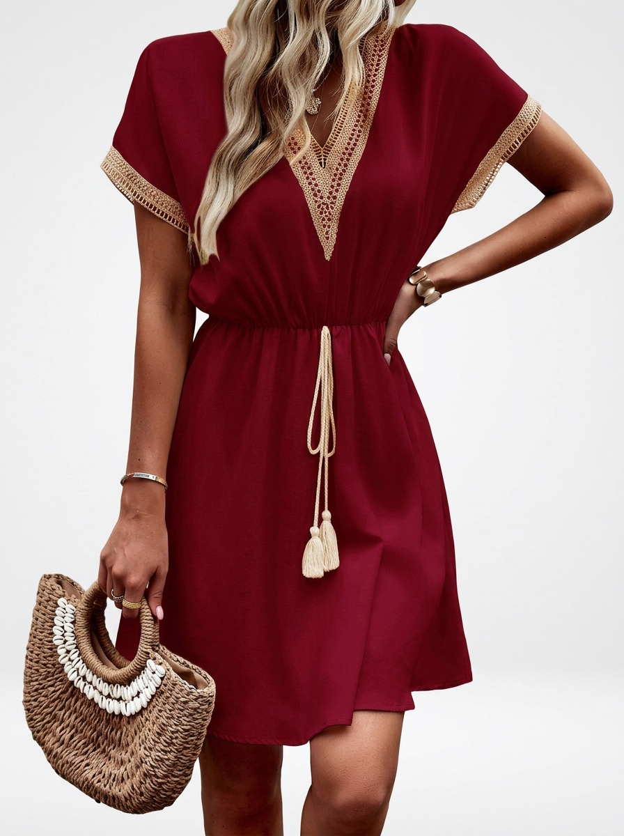Boho V-Neck Lace Summer Dress - Flowy Beach Holiday Mini | Léa