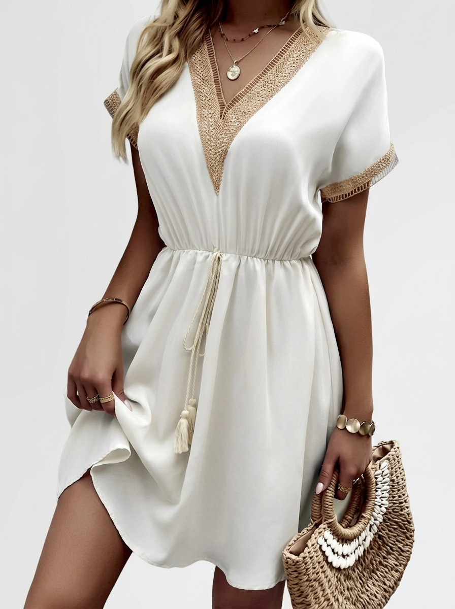 Boho V-Neck Lace Summer Dress - Flowy Beach Holiday Mini | Léa