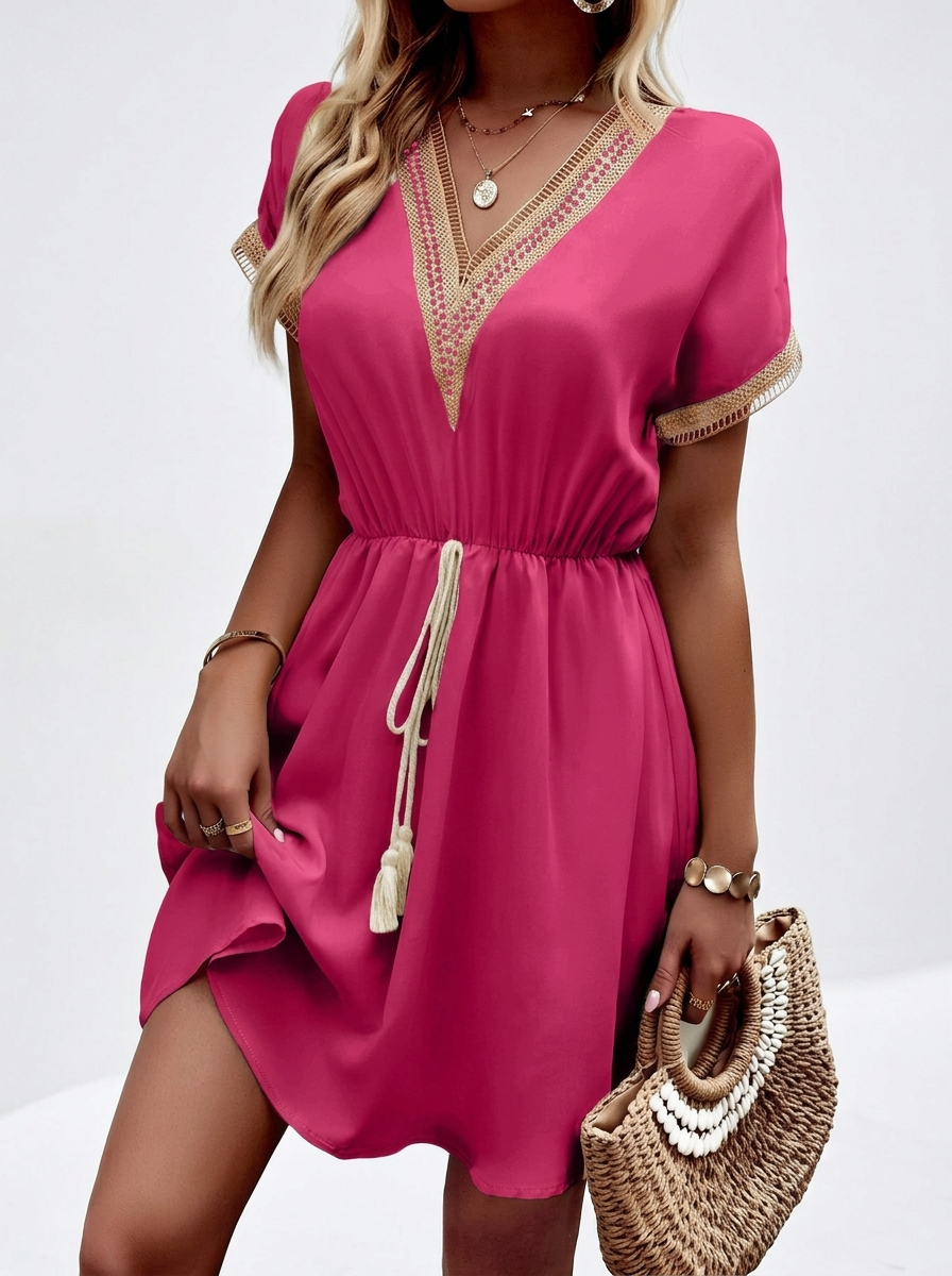 Boho V-Neck Lace Summer Dress - Flowy Beach Holiday Mini | Léa