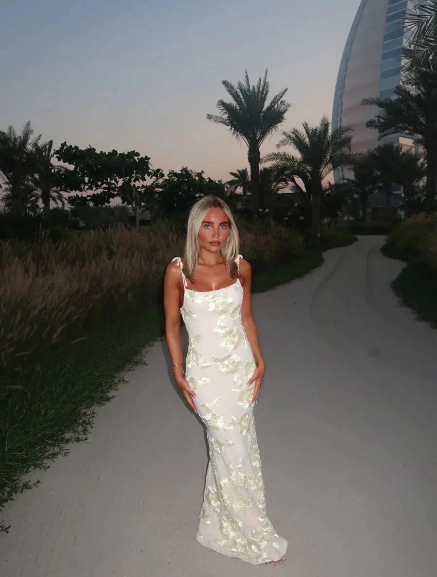 Floral Wedding Guest Dress - Embroidered Tie-Strap Maxi | Chloé