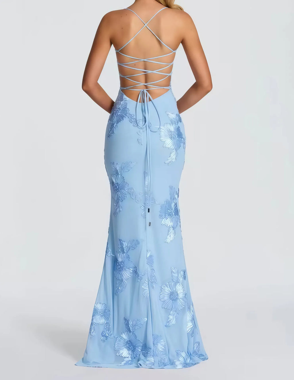 Floral Embroidered Corset Maxi Dress - Lace Up Evening Gown | Clara