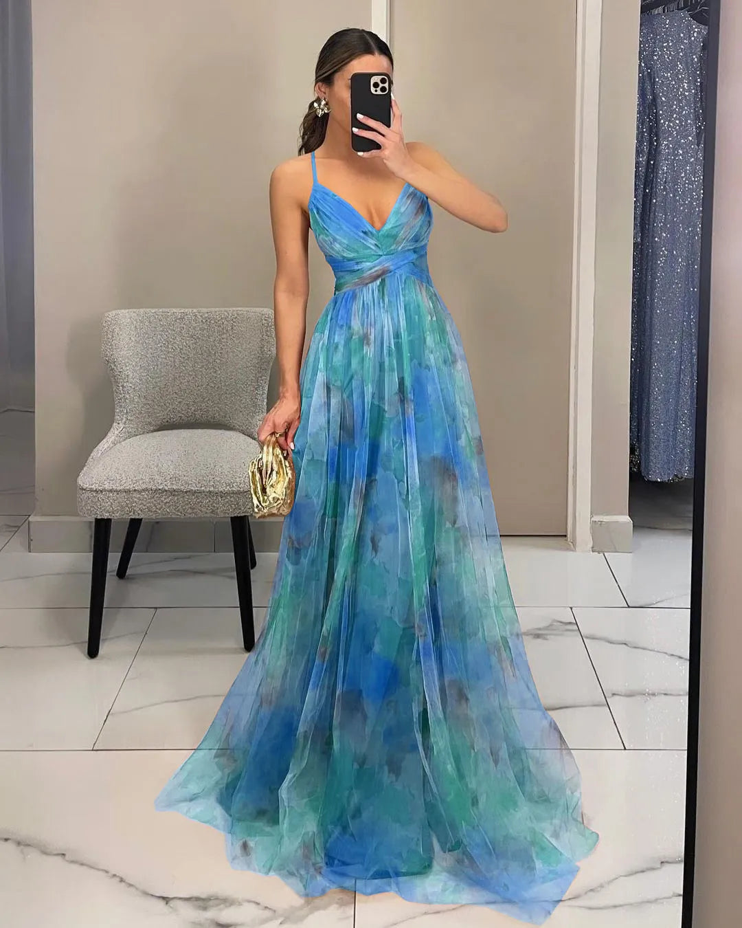 Floral Wedding Guest Dress - Tie-Back Chiffon Maxi - Sunset | Clmence Maison Elor Floral Wedding Guest Dress - Tie-Back Chiffon Maxi - Sunset | Clmence Maison Elor