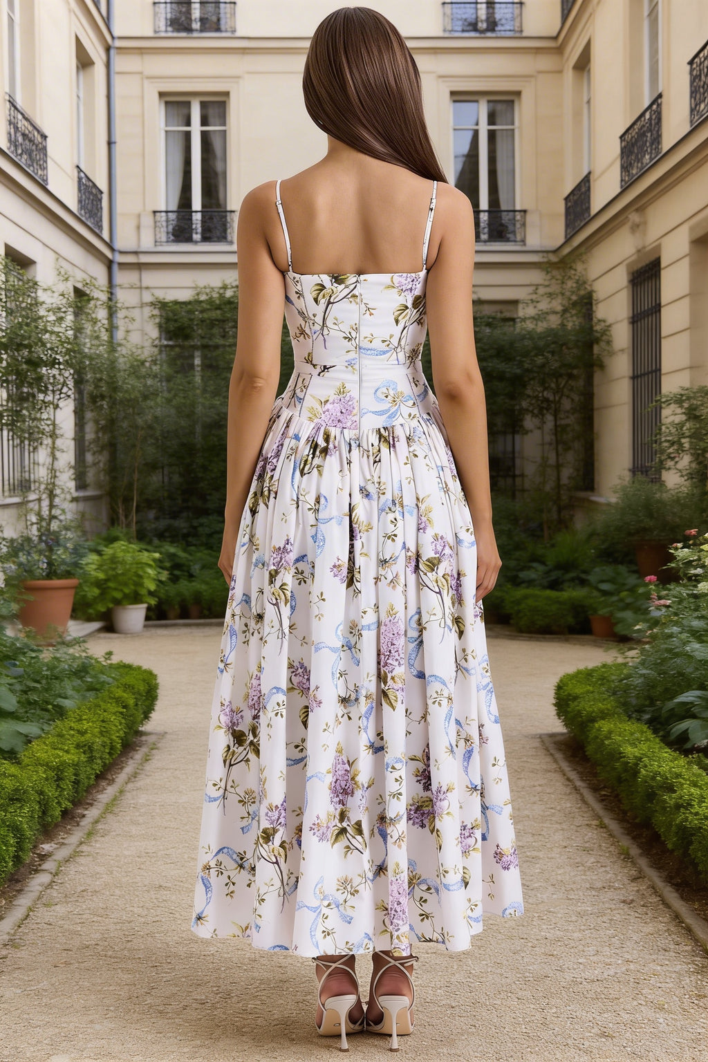 Floral Occasion Midi Dress - Basque Waist Corset | Rosalie