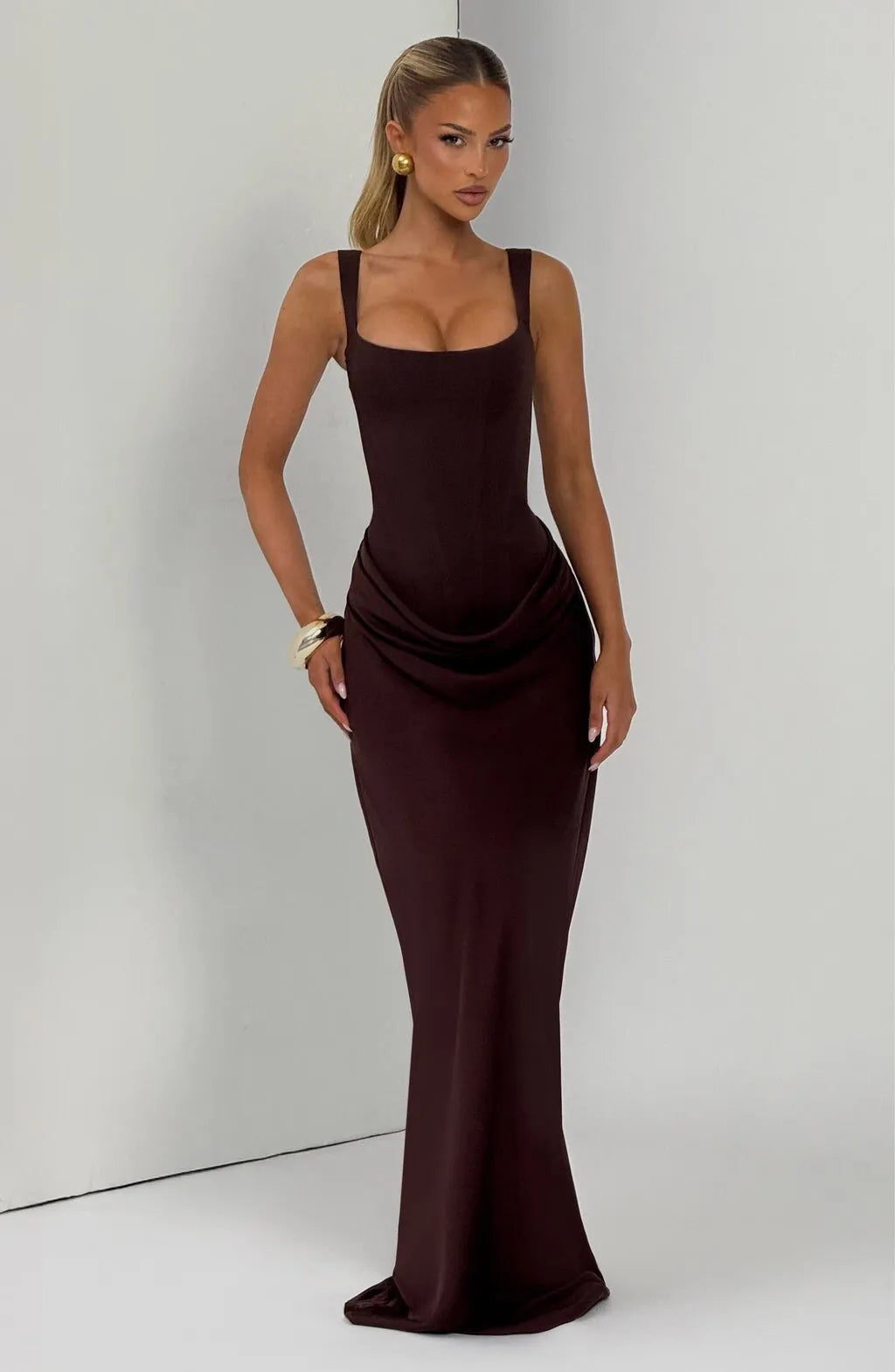 Formal Evening Gown - Draped Corset Maxi Dress | Margot