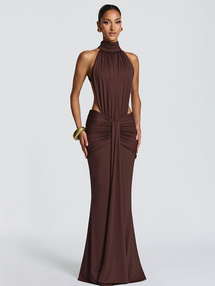 Formal Evening Maxi Dress - Halter Neck Cut Out | Helena