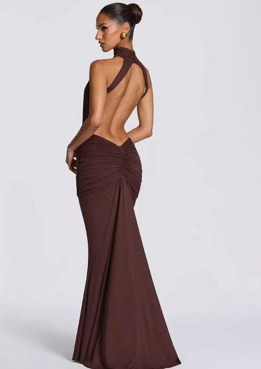 Formal Evening Maxi Dress - Halter Neck Cut Out | Helena