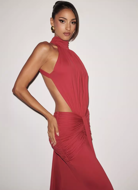 Formal Evening Maxi Dress - Halter Neck Cut Out | Helena