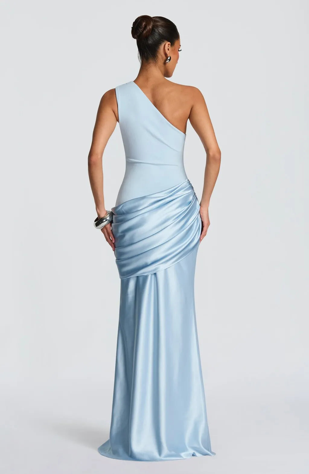 One Shoulder Draped Satin Maxi Dress - Evening Gown | Jenny
