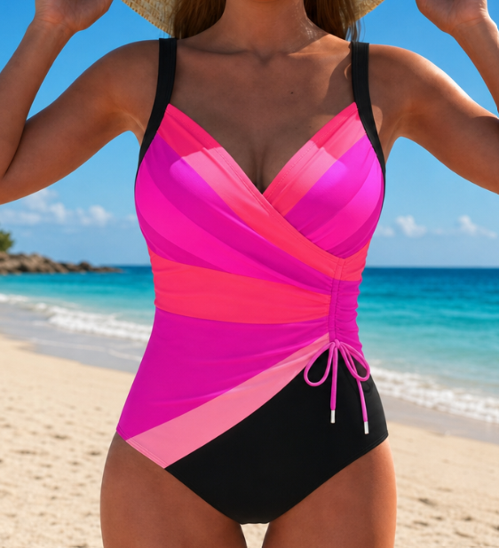 Women's V-Neck Wrap One-Piece Swimsuit | Zelia
